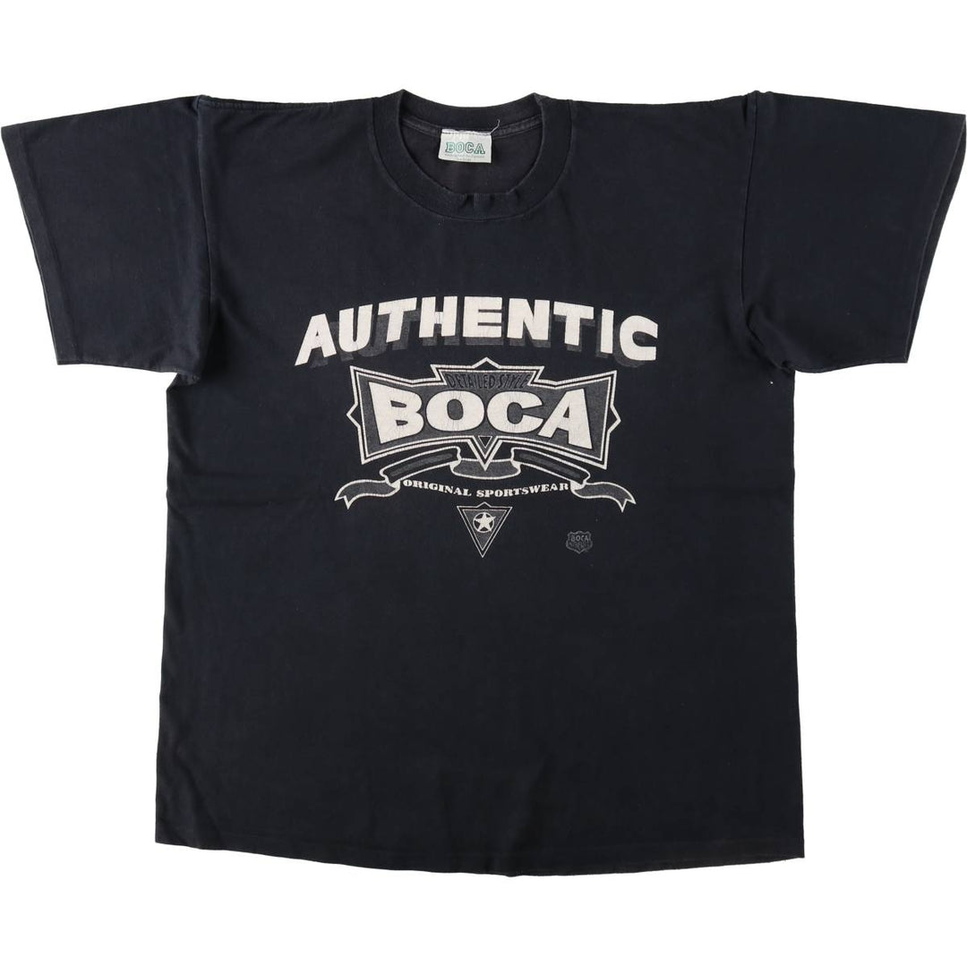 90'S BOCA Print T-Shirt, Made in Canada, Men's XL equivalent, Vintage cotton black type Vintage Second Hand