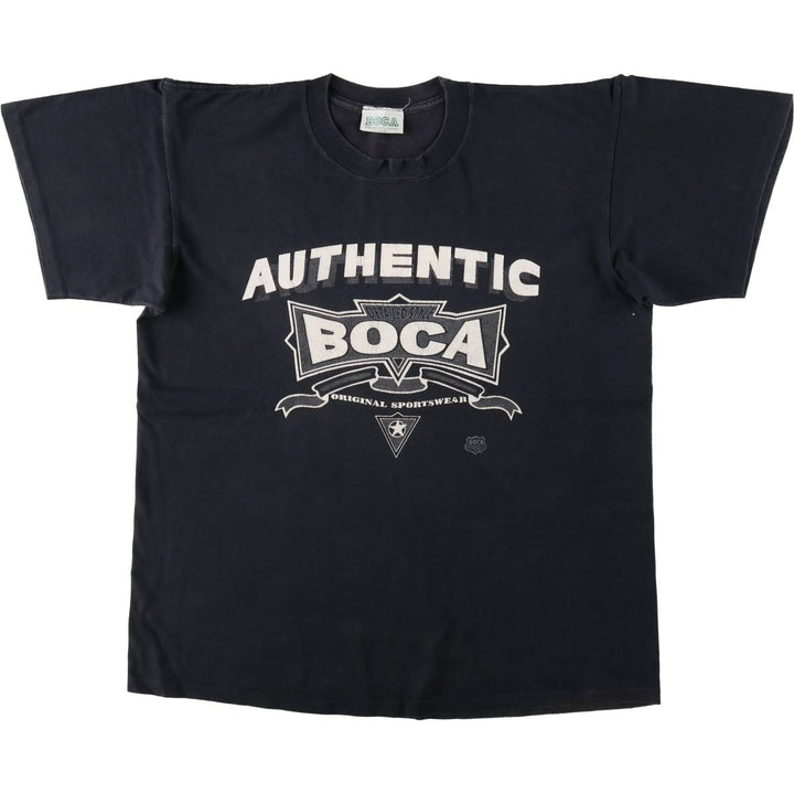 90'S BOCA Print T-Shirt, Made in Canada, Men's XL equivalent, Vintage cotton black type Vintage Second Hand
