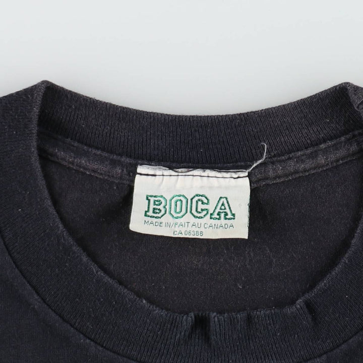 90'S BOCA Print T-Shirt, Made in Canada, Men's XL equivalent, Vintage cotton black type Vintage Second Hand