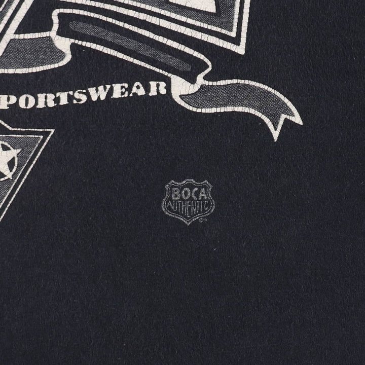 90'S BOCA Print T-Shirt, Made in Canada, Men's XL equivalent, Vintage cotton black type Vintage Second Hand