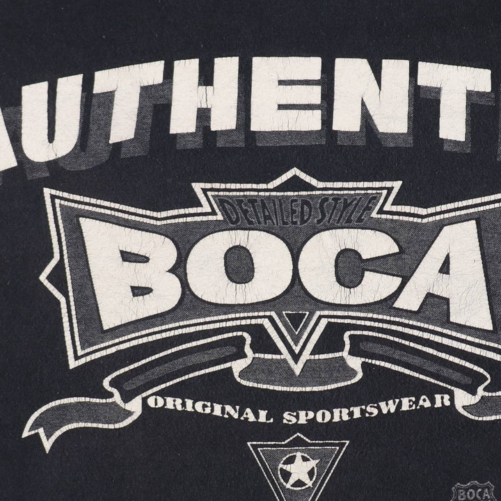90'S BOCA Print T-Shirt, Made in Canada, Men's XL equivalent, Vintage cotton black type Vintage Second Hand