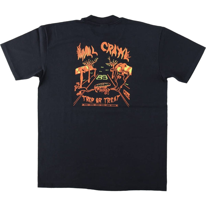 90'S STEDMAN Super HI CRU Print T-Shirt, Made in USA, Men's Size L (Equivalent), Vintage cotton black type Vintage Second Hand