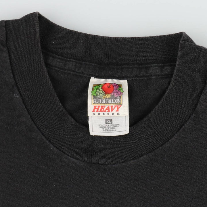 90s-00'S Fruit of the Loom Wolf Pattern Print T-Shirt, Men's Size XL (approx.) cotton black type Vintage Second Hand