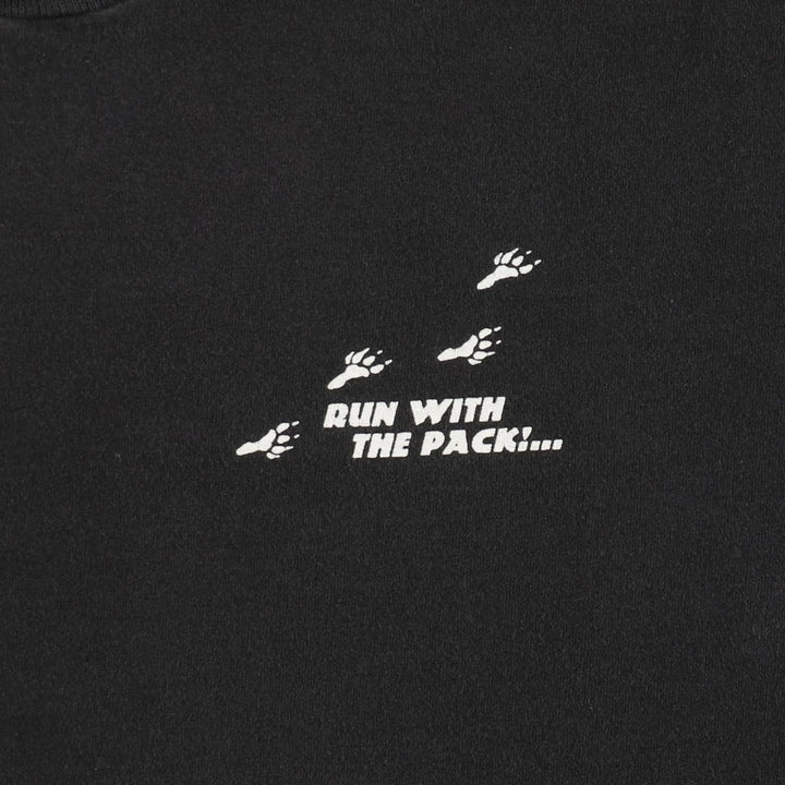 90s-00'S Fruit of the Loom Wolf Pattern Print T-Shirt, Men's Size XL (approx.) cotton black type Vintage Second Hand