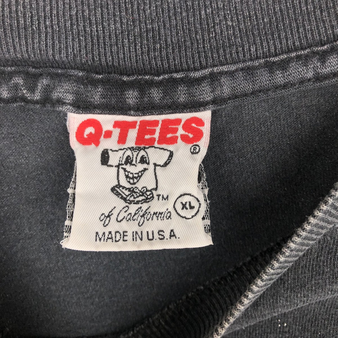 90'S Q-TEES F-16 fighter jet print T-shirt, Made in USA, Men's XL equivalent, Vintage cotton Charcoal Vintage Second Hand