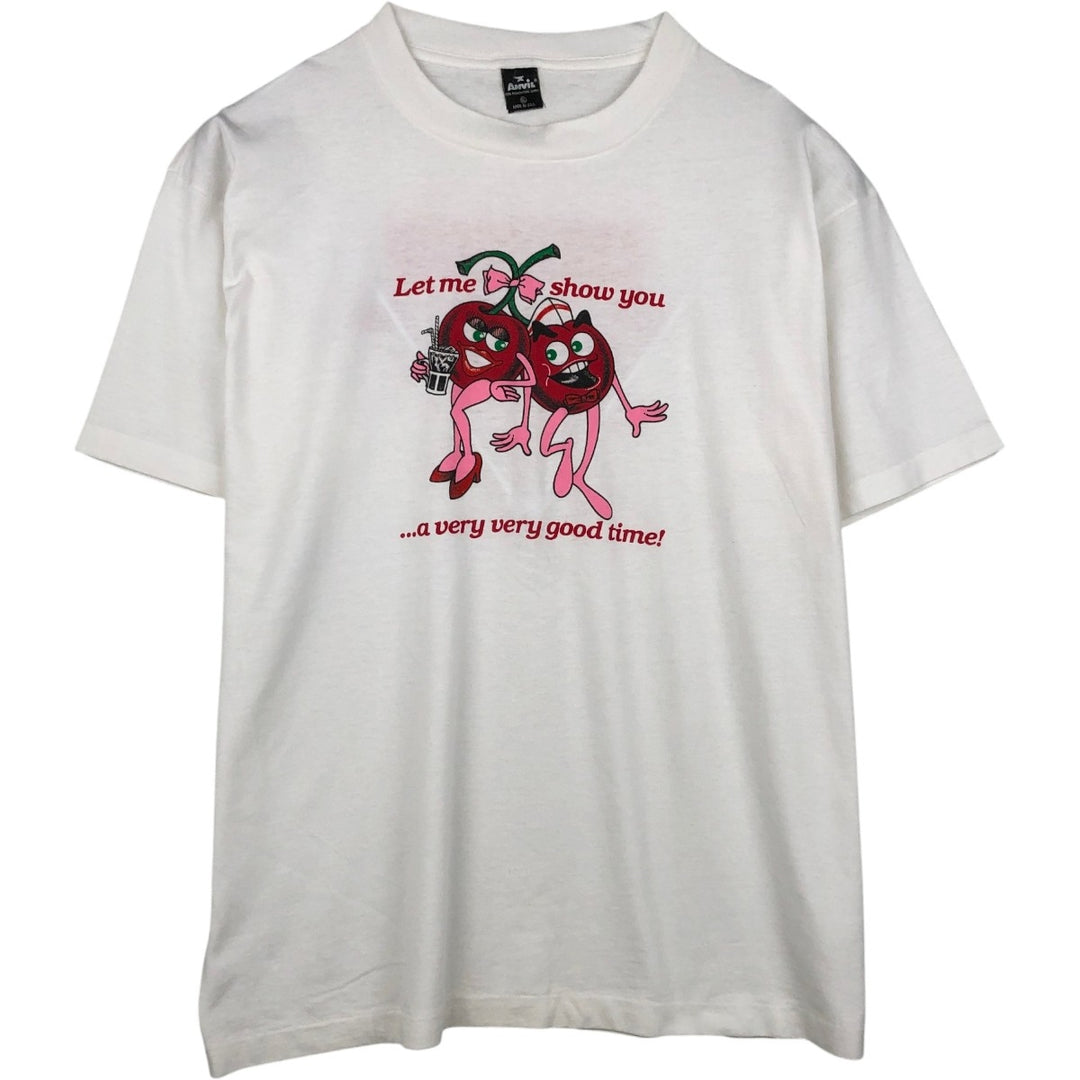 80'S Anvil Printed T-shirt Made in USA Men's XL Vintage polyester white type Vintage Second Hand