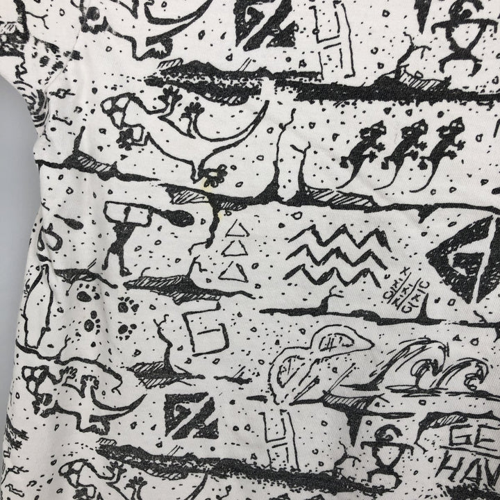 90'S Gecko Hawaii all-over print t-shirt, men's size XL equivalent, vintage. unclear white type Vintage Second Hand