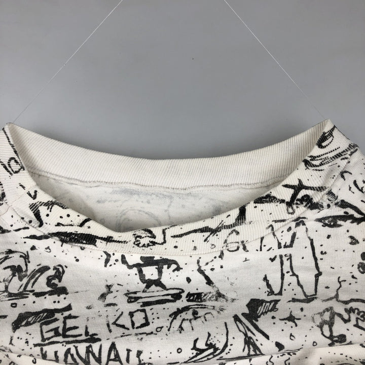 90'S Gecko Hawaii all-over print t-shirt, men's size XL equivalent, vintage. unclear white type Vintage Second Hand