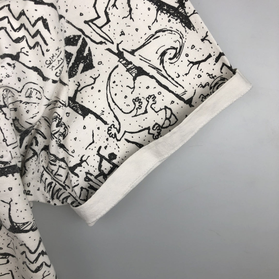 90'S Gecko Hawaii all-over print t-shirt, men's size XL equivalent, vintage. unclear white type Vintage Second Hand