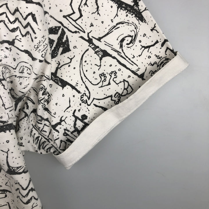 90'S Gecko Hawaii all-over print t-shirt, men's size XL equivalent, vintage. unclear white type Vintage Second Hand