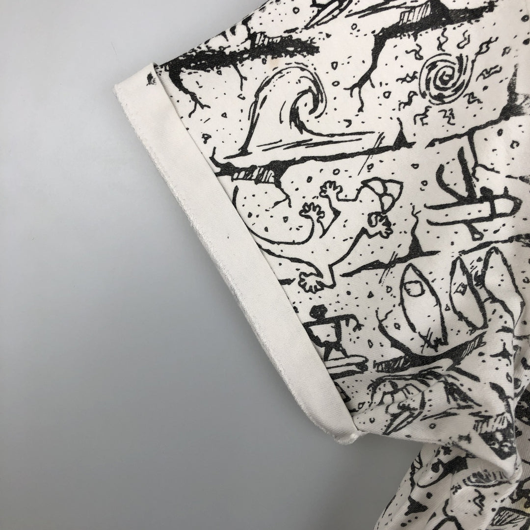 90'S Gecko Hawaii all-over print t-shirt, men's size XL equivalent, vintage. unclear white type Vintage Second Hand