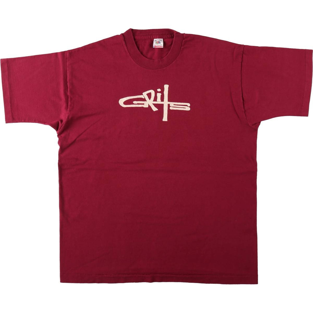 90'S Fruit of the Loom Grits Rap T-Shirt, Made in USA, Men's XL equivalent, Vintage cotton wine-red Vintage Second Hand