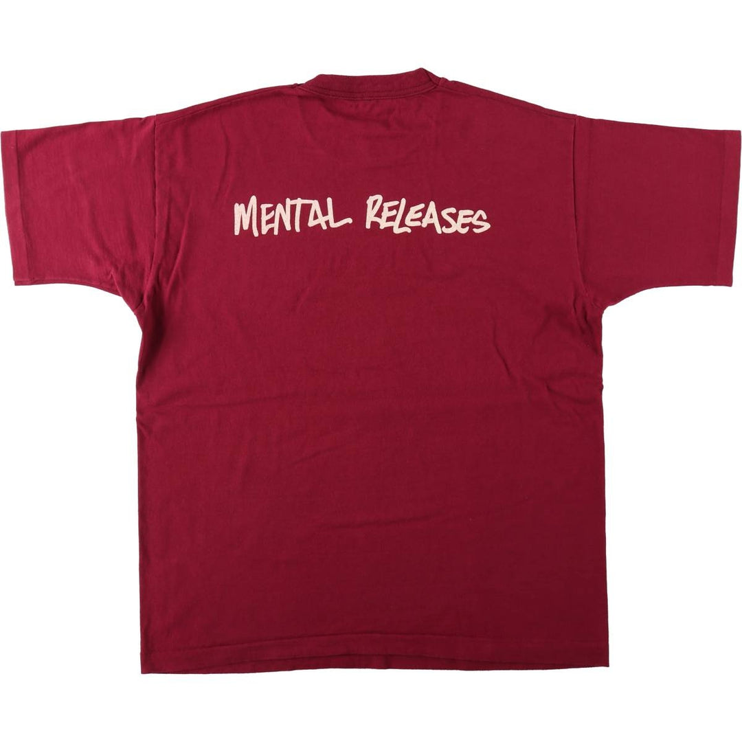 90'S Fruit of the Loom Grits Rap T-Shirt, Made in USA, Men's XL equivalent, Vintage cotton wine-red Vintage Second Hand