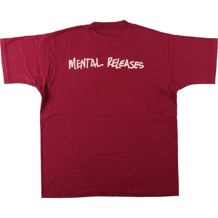 90'S Fruit of the Loom Grits Rap T-Shirt, Made in USA, Men's XL equivalent, Vintage cotton wine-red Vintage Second Hand