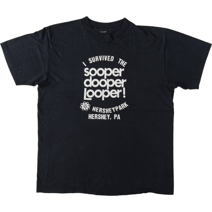 ~90'S HERSHEY PARK Print T-Shirt, Men's Size S (Equivalent), Vintage unclear black type Vintage Second Hand