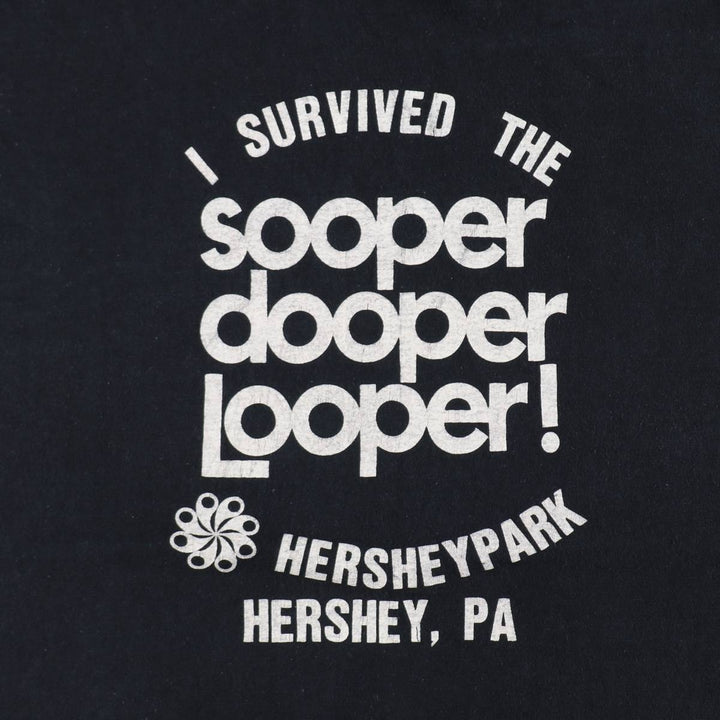 ~90'S HERSHEY PARK Print T-Shirt, Men's Size S (Equivalent), Vintage unclear black type Vintage Second Hand