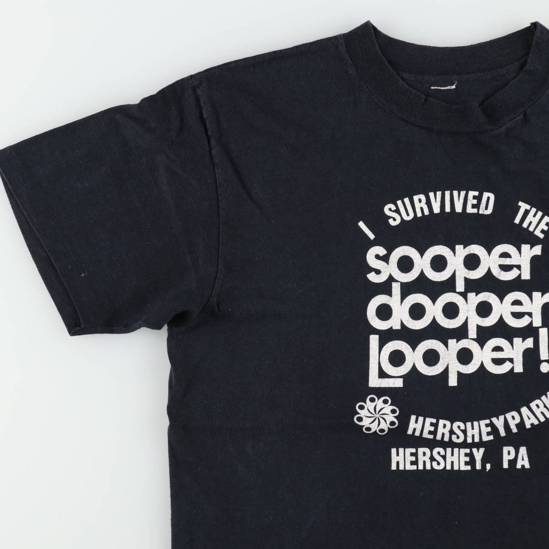 ~90'S HERSHEY PARK Print T-Shirt, Men's Size S (Equivalent), Vintage unclear black type Vintage Second Hand