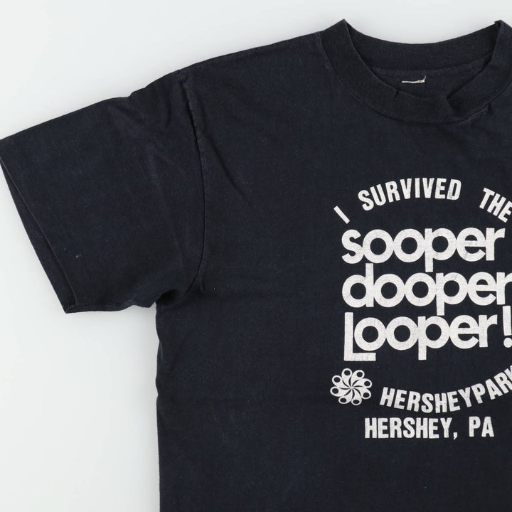 ~90'S HERSHEY PARK Print T-Shirt, Men's Size S (Equivalent), Vintage unclear black type Vintage Second Hand