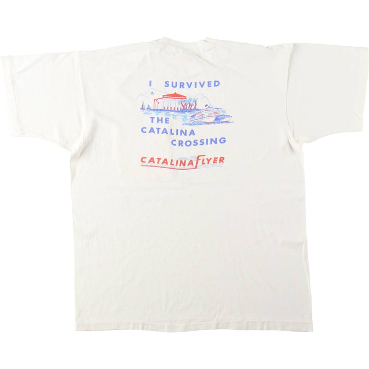 90'S Fruit of the Loom Catalina Flyer Print T-Shirt, Made in USA, Men's Size L (approx.), Vintage cotton white type Vintage Second Hand