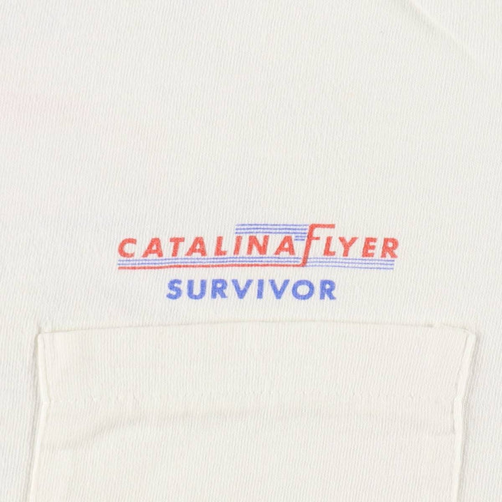 90'S Fruit of the Loom Catalina Flyer Print T-Shirt, Made in USA, Men's Size L (approx.), Vintage cotton white type Vintage Second Hand