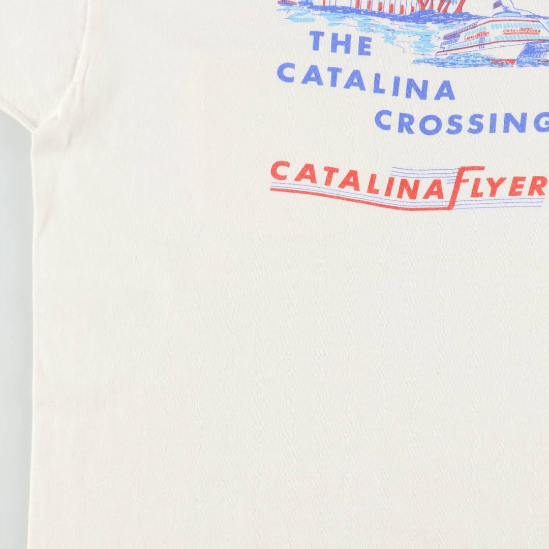 90'S Fruit of the Loom Catalina Flyer Print T-Shirt, Made in USA, Men's Size L (approx.), Vintage cotton white type Vintage Second Hand