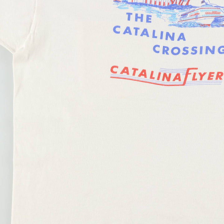 90'S Fruit of the Loom Catalina Flyer Print T-Shirt, Made in USA, Men's Size L (approx.), Vintage cotton white type Vintage Second Hand