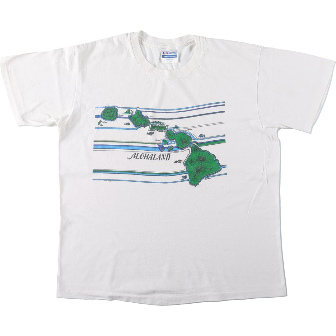 1980'S Hanes souvenir T-shirt, made in USA, men's size L equivalent, vintage. cotton white type Vintage Second Hand