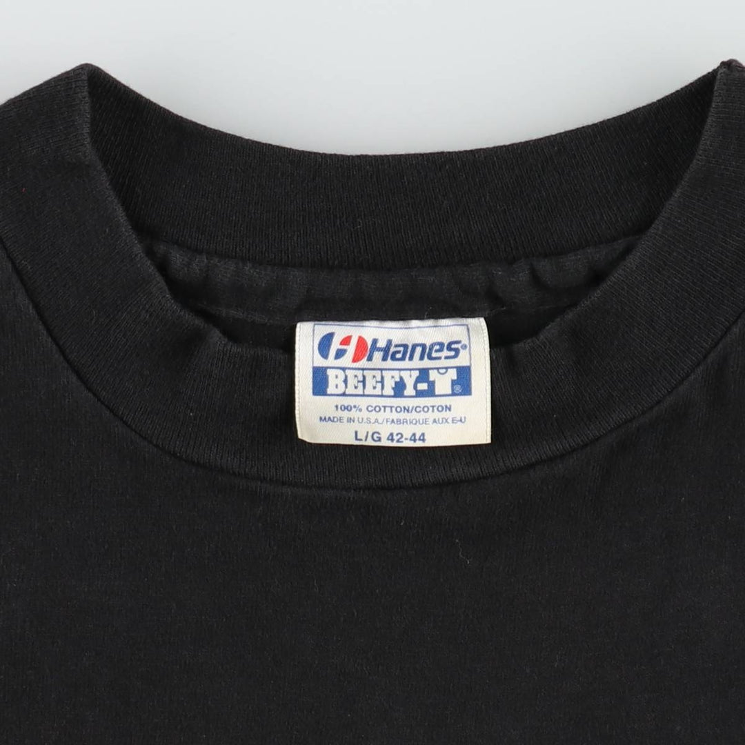 Vintage 1980'S Hanes BEEFY-T Printed T-Shirt, Made in USA, Men's Size Large cotton black type Vintage Second Hand