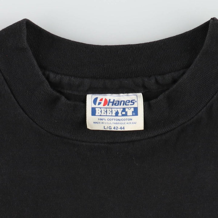 Vintage 1980'S Hanes BEEFY-T Printed T-Shirt, Made in USA, Men's Size Large cotton black type Vintage Second Hand