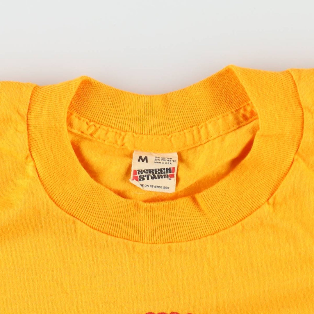 80'S SCREEN STARS Printed T-shirt Made in USA Men's M Vintage cotton yellow type Vintage Second Hand