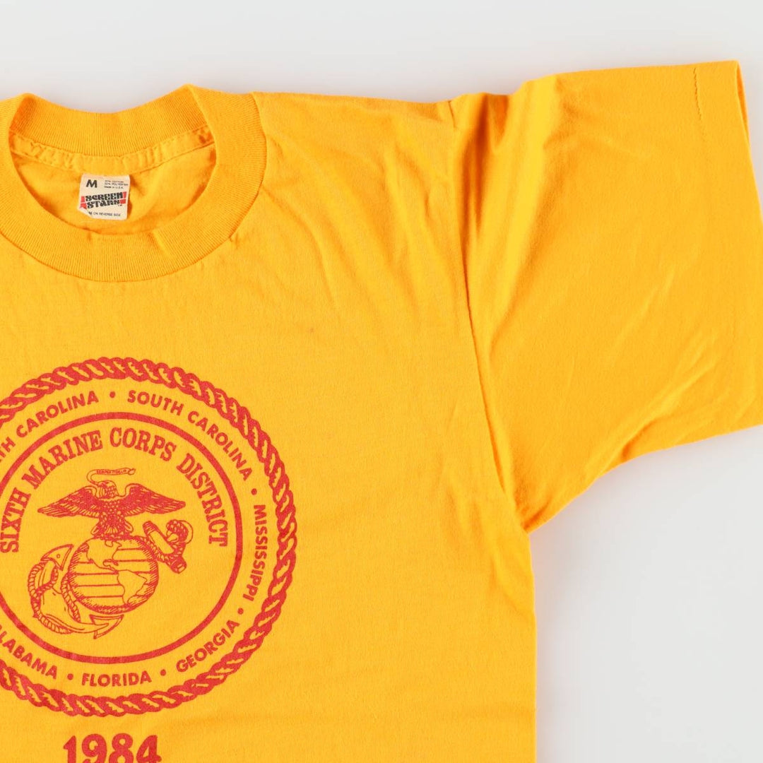 80'S SCREEN STARS Printed T-shirt Made in USA Men's M Vintage cotton yellow type Vintage Second Hand