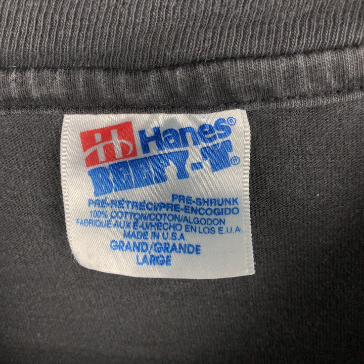 90'S Hanes BEEFY-T Printed T-shirt, Made in USA, Men's L size, Vintage cotton black type Vintage Second Hand