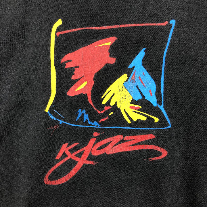 90'S Hanes BEEFY-T Printed T-shirt, Made in USA, Men's L size, Vintage cotton black type Vintage Second Hand