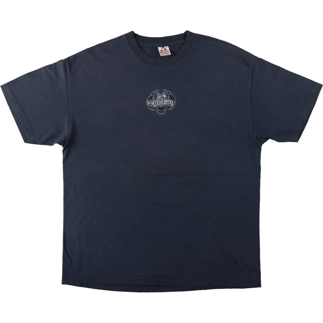 2000'S ALSTYLE Skull Pattern Dragon Pattern Print T-Shirt Men's XL (approx.) cotton navy blue type Vintage Second Hand