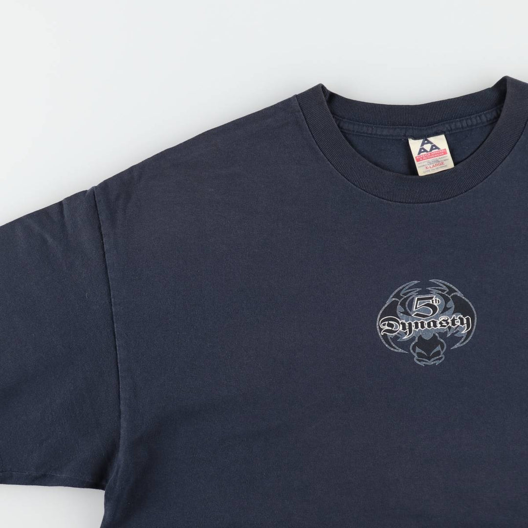 2000'S ALSTYLE Skull Pattern Dragon Pattern Print T-Shirt Men's XL (approx.) cotton navy blue type Vintage Second Hand