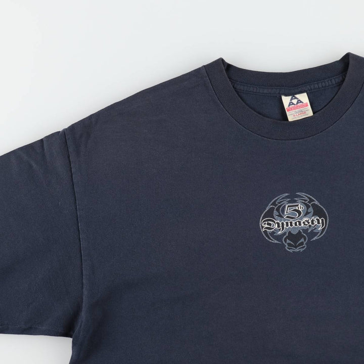 2000'S ALSTYLE Skull Pattern Dragon Pattern Print T-Shirt Men's XL (approx.) cotton navy blue type Vintage Second Hand