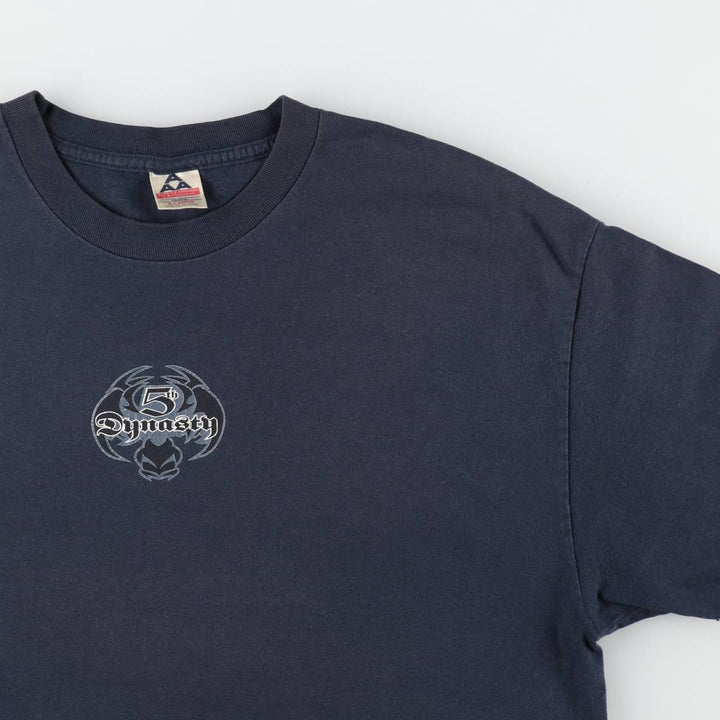 2000'S ALSTYLE Skull Pattern Dragon Pattern Print T-Shirt Men's XL (approx.) cotton navy blue type Vintage Second Hand