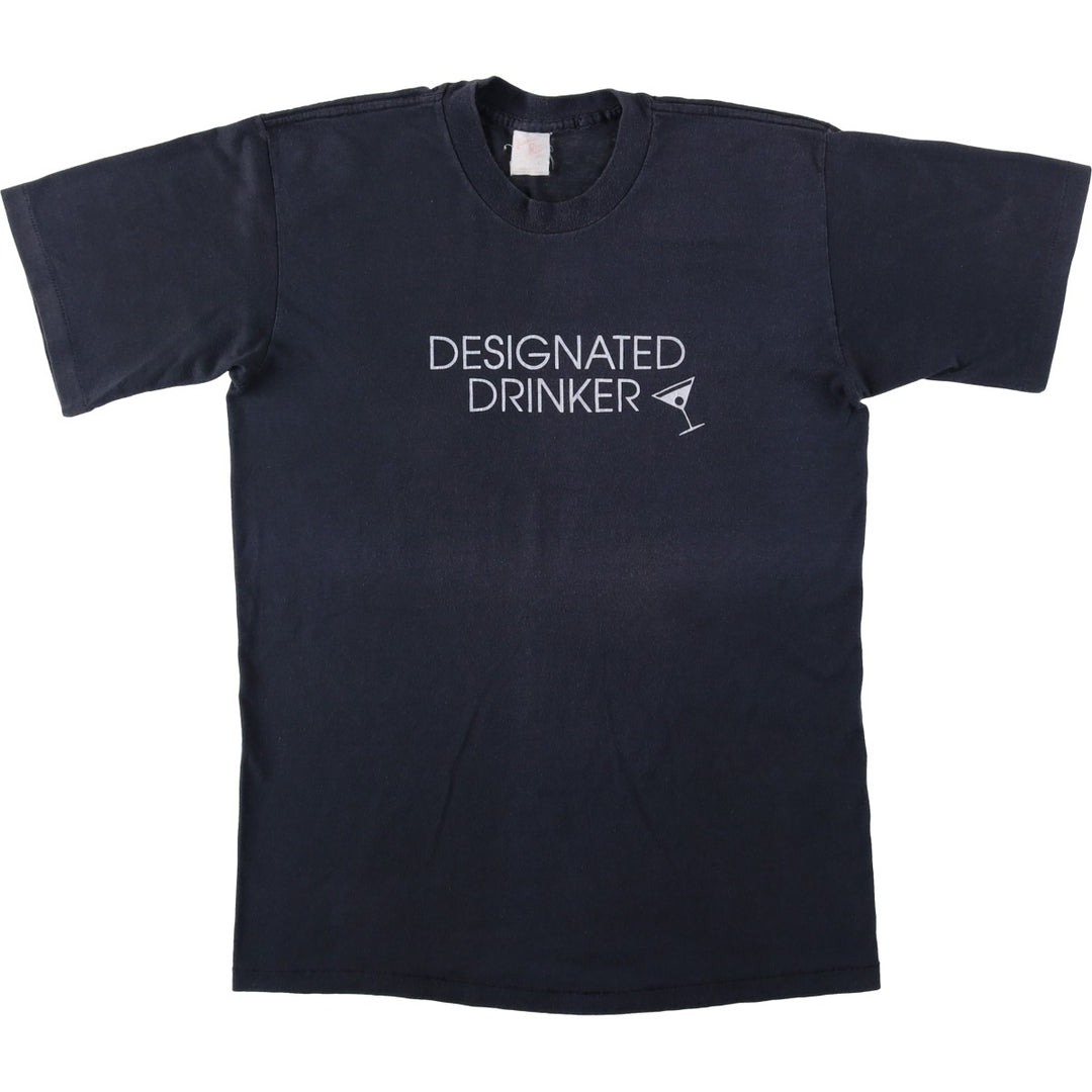 Vintage 90'S printed T-shirt, made in the USA, size L, men's cotton black type Vintage Second Hand