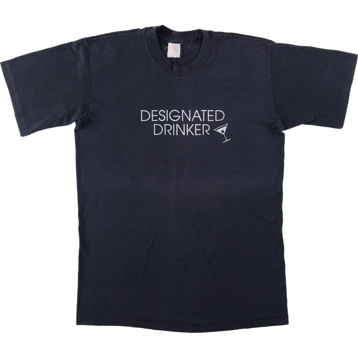 Vintage 90'S printed T-shirt, made in the USA, size L, men's cotton black type Vintage Second Hand
