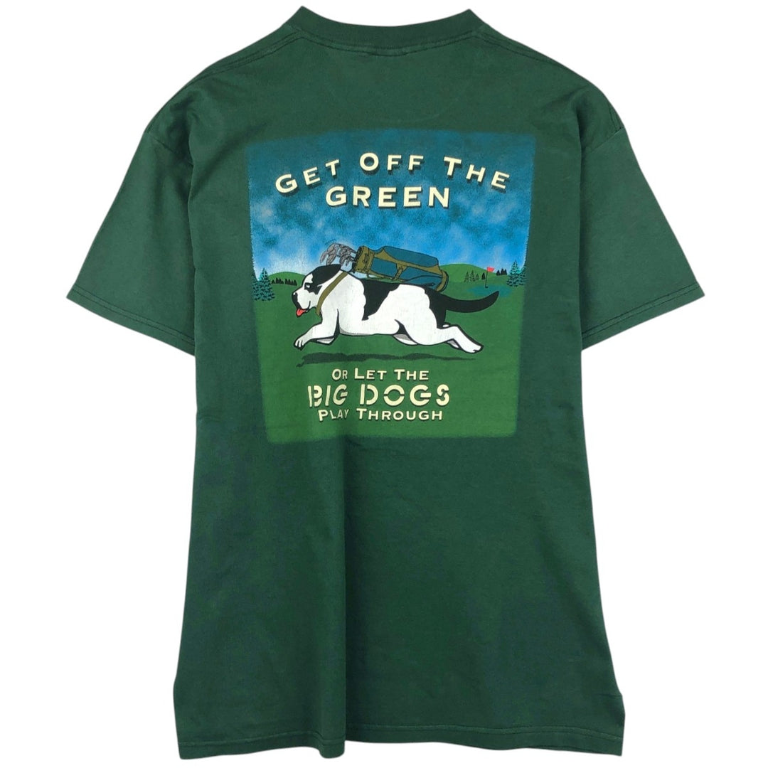 2000'S BIG DOGS Print T-Shirt, Made in USA, Men's XL equivalent. cotton green type Vintage Second Hand