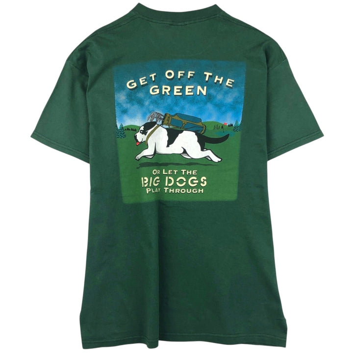 2000'S BIG DOGS Print T-Shirt, Made in USA, Men's XL equivalent. cotton green type Vintage Second Hand