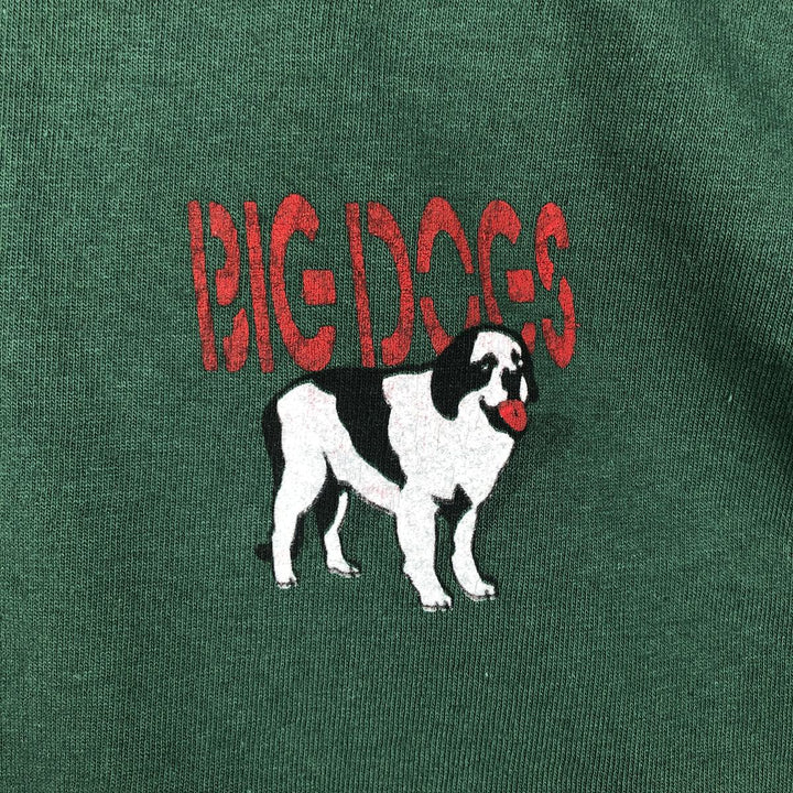 2000'S BIG DOGS Print T-Shirt, Made in USA, Men's XL equivalent. cotton green type Vintage Second Hand