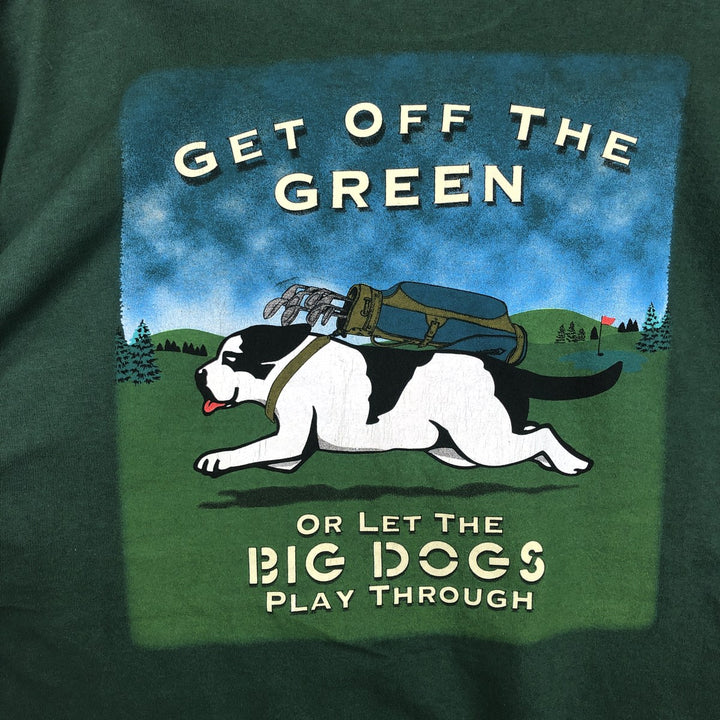 2000'S BIG DOGS Print T-Shirt, Made in USA, Men's XL equivalent. cotton green type Vintage Second Hand