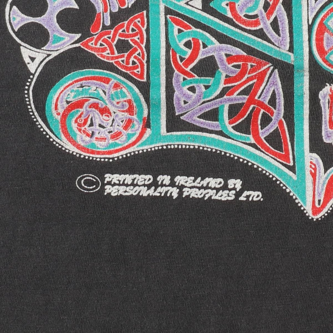 80'S printed T-shirt, men's size L equivalent, vintage. cotton black type Vintage Second Hand