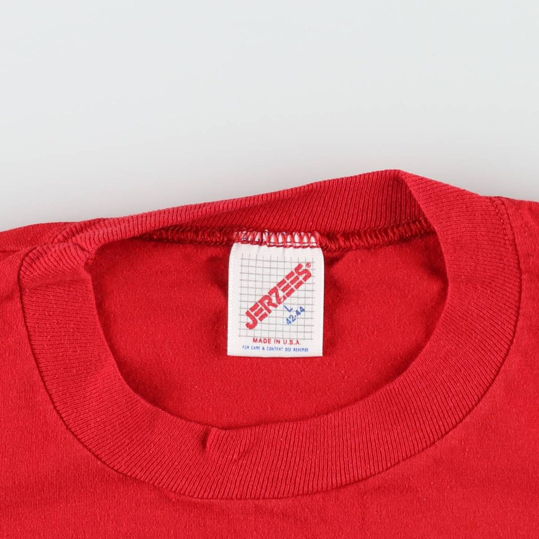 Vintage 80'S Jerseys Printed T-shirt, Made in USA, Men's L cotton red type Vintage Second Hand