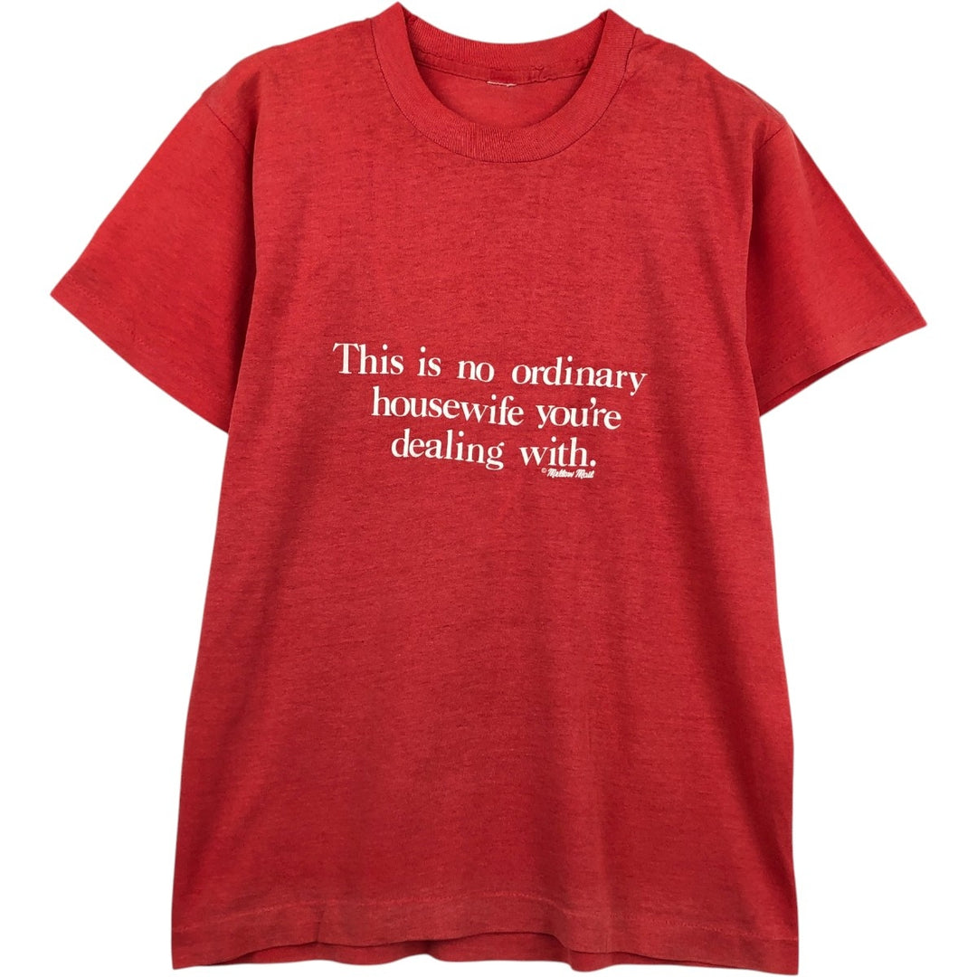 Message print T-shirt, men's size S (equivalent), vintage. unclear red type Vintage Second Hand