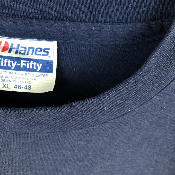Vintage 1980'S Hanes Fifty-Fifty Blue Tag Print T-Shirt, Made in USA, Men's XL cotton navy blue type Vintage Second Hand