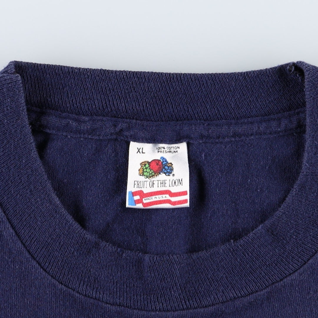90'S Fruit of the Loom Message Print T-Shirt Made in USA Men's XL Vintage cotton navy blue type Vintage Second Hand