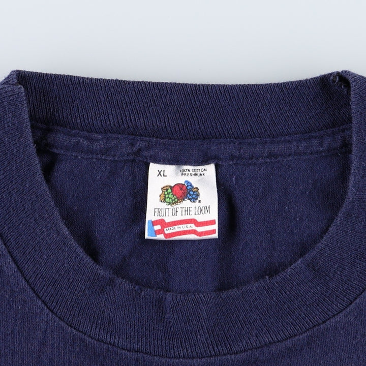 90'S Fruit of the Loom Message Print T-Shirt Made in USA Men's XL Vintage cotton navy blue type Vintage Second Hand