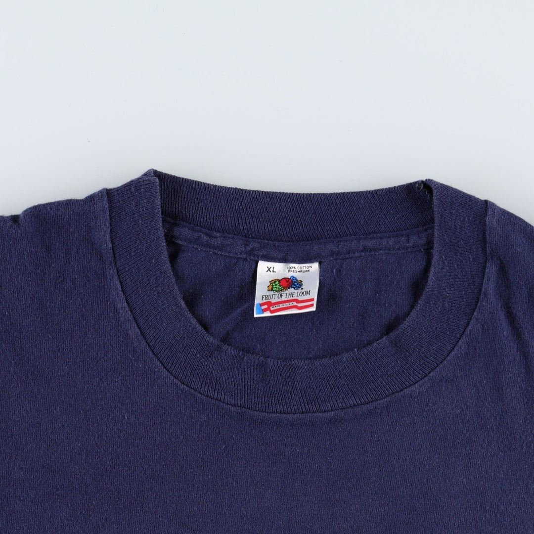 90'S Fruit of the Loom Message Print T-Shirt Made in USA Men's XL Vintage cotton navy blue type Vintage Second Hand